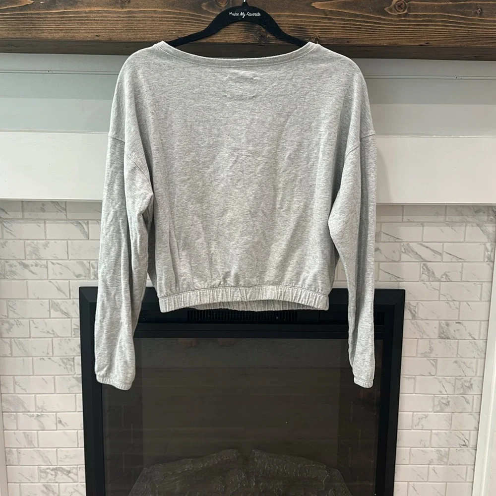 aerie Light Gray Cropped Sweatshirt